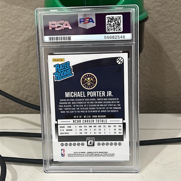 PANINI DONRUSS OPTIC - RATED ROOKIE - MICHAEL PORTER JR. GEM MENT PSA 10 - Picture 2 of 4